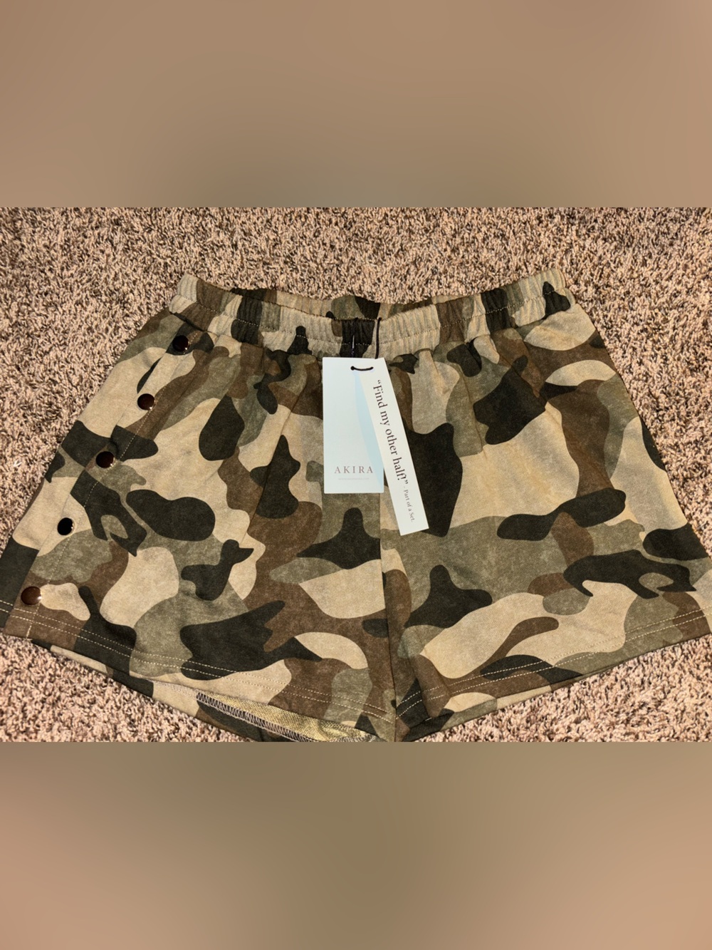 AKIRA Olive & Brown Camo Drawstring Shorts
